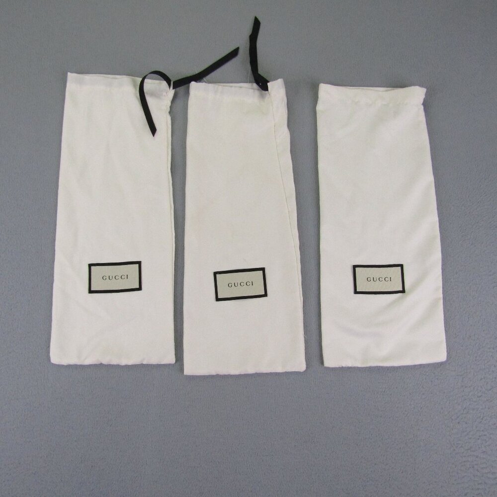Set of 3 Gucci Shoe Dust Bags White Satin Drawstring